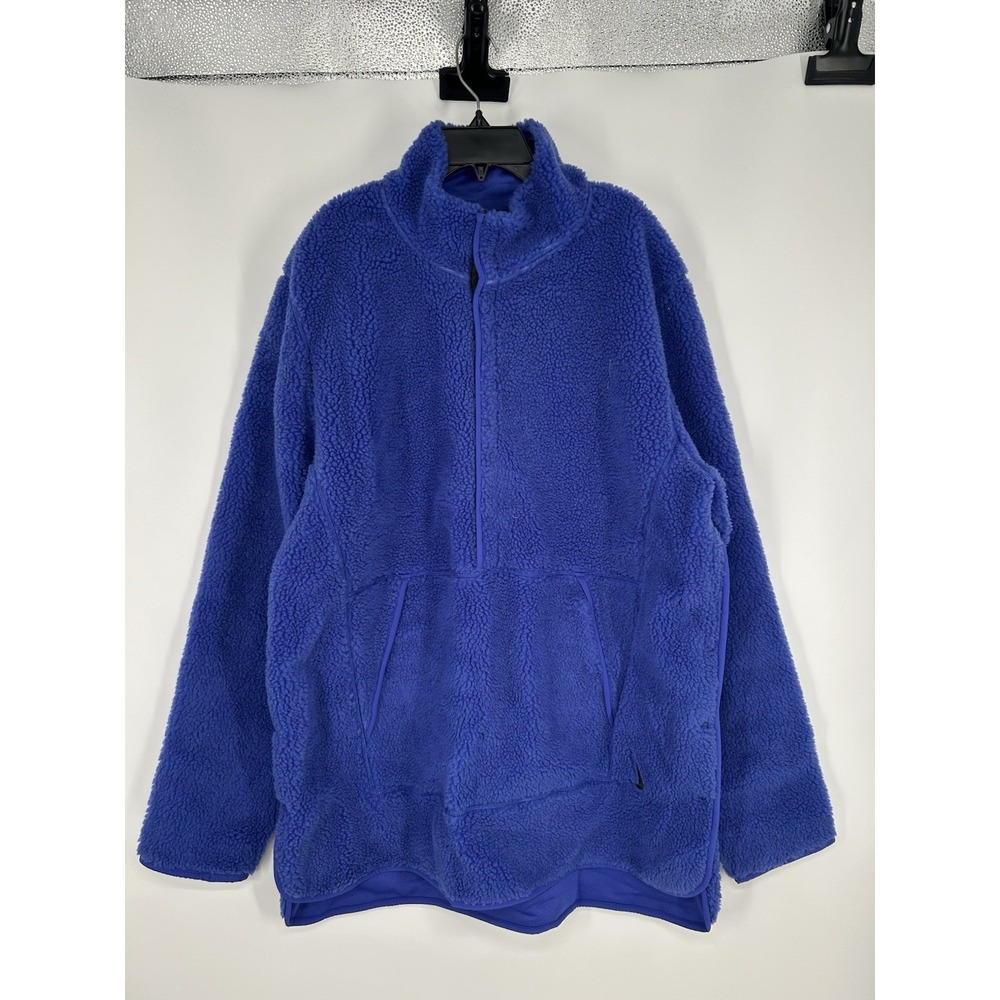 Nike Yoga Fleece Sherpa Pullover‎ Jacket Therma Fit Blue Fur DD2182-430 Large